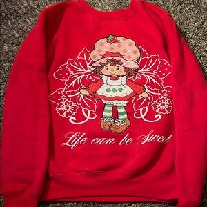 Red Graphic Strawberry Shortcake Women's Sweater